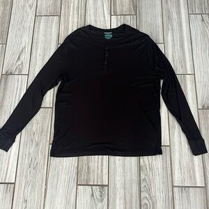Tommy John 2XL long sleeve black Henley lounge shirt